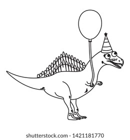 cute spinosaurus with balloon helium