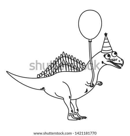 cute spinosaurus with balloon helium