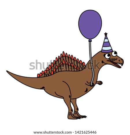cute spinosaurus with balloon helium