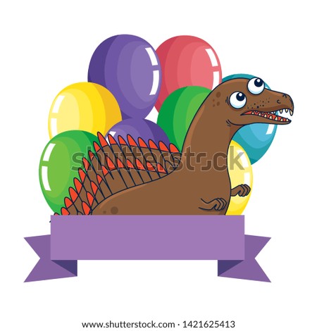cute spinosaurus with balloons helium frame