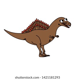 cute spinosaurus comic character icon