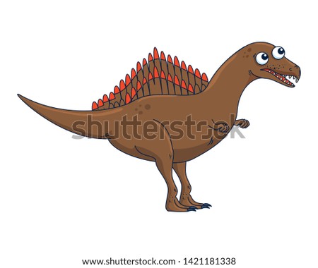 cute spinosaurus comic character icon