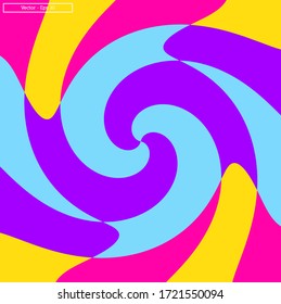 Cute spiral abstract colorful pop art design, color mixing poster in radial style