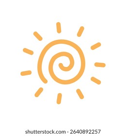 Cute Spiral Sun Icon Hand Drawn Summer Illustration