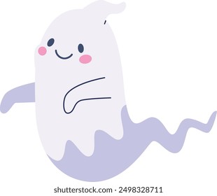 Cute spirit character. Funny ghost cartoon monster isolated on white background