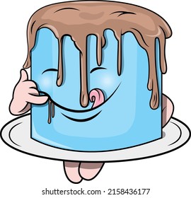 cute sponge cake giving a call signal
