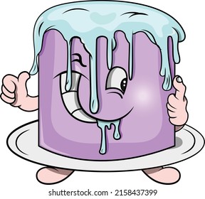 cute sponge cake is having fun