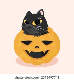 Cute Spooky Cat Halloween Illustration