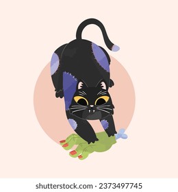 Cute Spooky Cat Halloween Illustration