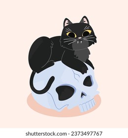 Cute Spooky Cat Halloween Illustration