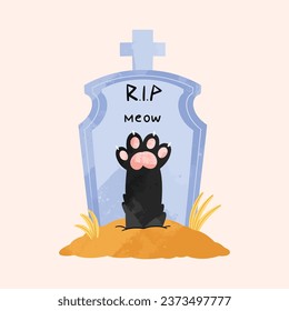 Cute Spooky Cat Halloween Illustration