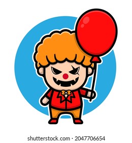 Cute spooky clown character vector design