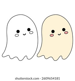 Cute spooky ghost halloween coloring pages for kids. Trace and color cute spooky ghost. Spooky ghost vector. Fun Halloween activity for kids. Printable autumn worksheet for preschool and kindergarten.