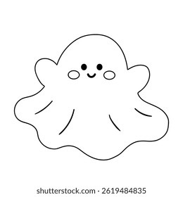 Cute spooky ghost halloween coloring pages for kids. Trace and color cute spooky ghost. Spooky ghost vector. Fun Halloween activity for kids. Printable autumn worksheet for preschool and kindergarten.