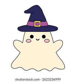 Cute spooky ghost halloween coloring pages for kids. Trace and color cute spooky ghost. Spooky ghost vector. Fun Halloween activity for kids. Printable autumn worksheet for preschool and kindergarten.
