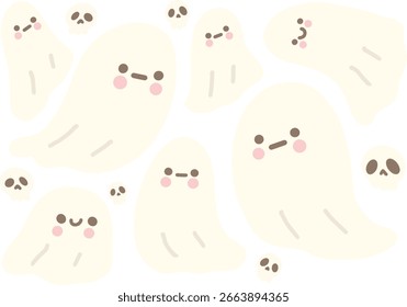 elementos de ilustração de vetor fantasma assustador bonito