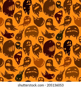 Cute spooky ghosts. Vector seamless pattern. Halloween decoration.