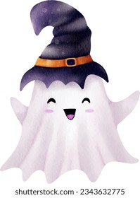 Cute spooky Halloween ghost illustration