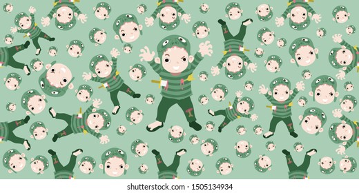 cute and spooky halloween pattern with the character of a child dressed in Halloween