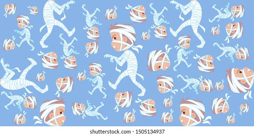 cute and spooky halloween pattern with the character of a child dressed in Halloween