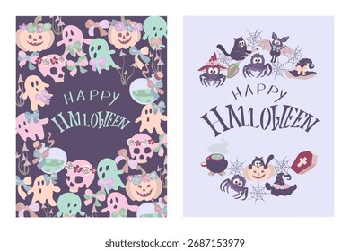 Cute Spooky Halloween Postcard Set