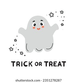 cute spooky illustration, ghost character, doodle ghost, halloween ghost, boo, cartoon ghost