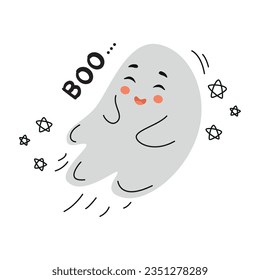 cute spooky illustration, ghost character, doodle ghost, halloween ghost, boo, cartoon ghost