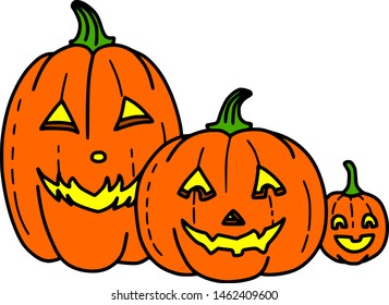 Cute Spooky Jack O' Lantern Vector Pumpkin Illustration