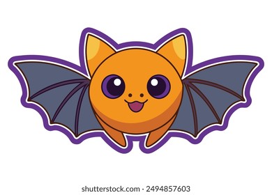 Cute Spooky Kawaii Bat Sticker Illustration