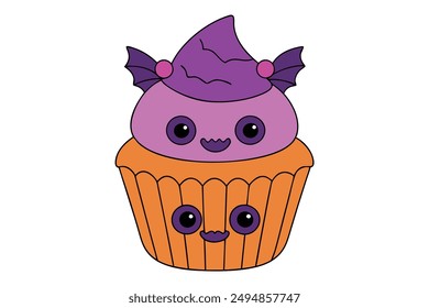  Cute Spooky Kawaii Halloween Cupcake Illustration