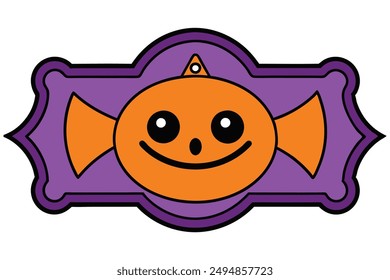 Cute Spooky Kawaii Halloween Sign Illustration