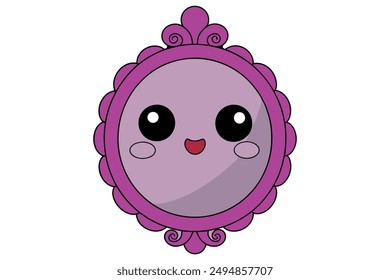 Cute Spooky Kawaii Haunted Mirror Illustration