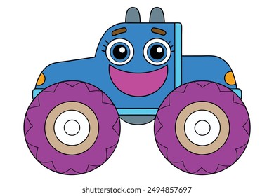 Cute Spooky Kawaii Monster Truck Illustration