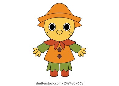 Cute Spooky Kawaii Scarecrow Illustration