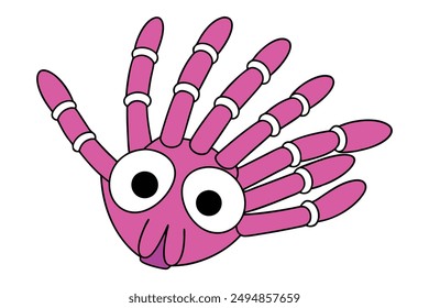 Cute Spooky Kawaii Skeleton Hand Illustration