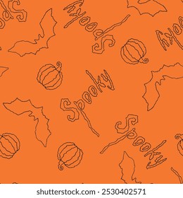 Cute spooky monochrome halloween pattern