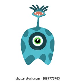 cute and spooky monster cartoon with simple vector design
