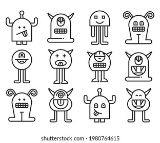 cute and spooky monster characters set vector