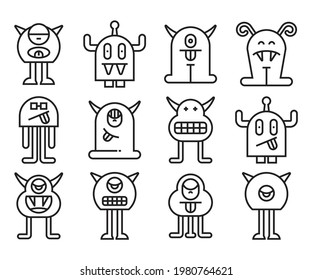 los personajes monstruosos adorables y espeluznantes son el vector