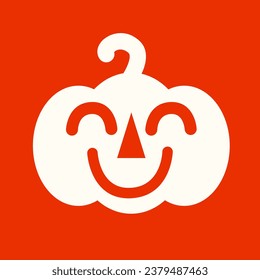 Icono de vectores sonrientes de calabaza blanca y naranja suave y espeluznante Jack O Lantern aislado