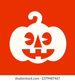 Icono de vectores sonrientes de calabaza blanca y naranja suave y espeluznante Jack O Lantern aislado