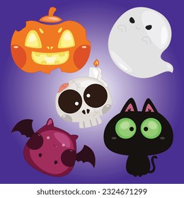Cute Spooky Set Vector Element