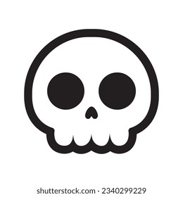 Cute Spooky Skull Outline icon Vector Illustration