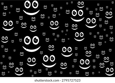 Cute and spooky smile seamless pattern on black background