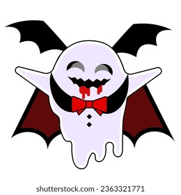 el fantasma de Halloween adorable lleva disfraz de Drácula.
