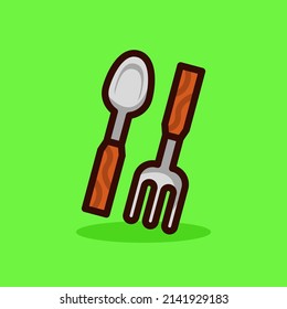 Cuchara de cuchara y bifurcación ilustración de icono vectorial 