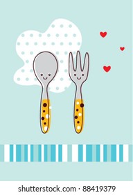 cute spoon fork couple