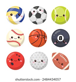 Cute sport balls collection clip art