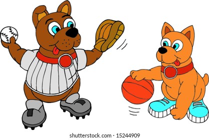 Cute sport dog mascots, easily change colors