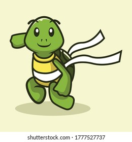 Cute sports turtle mascot vector illustration